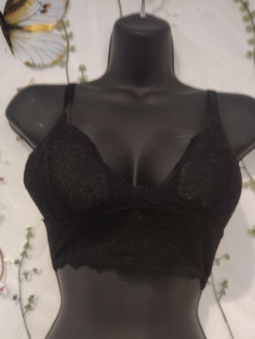 Black Lace Bralette with Longline Band - Women Intimates & Sleepwear